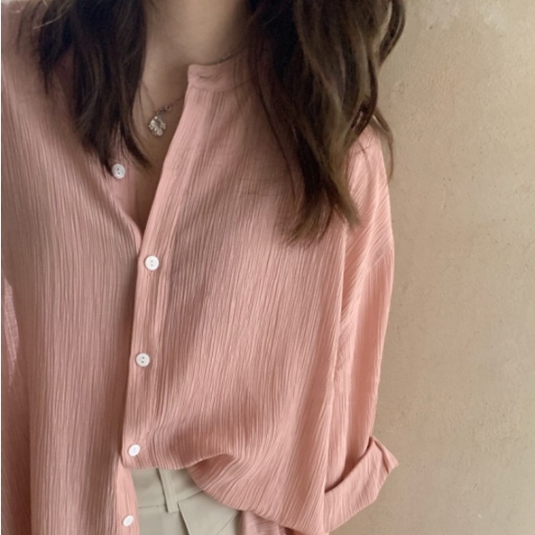 SUXI Áo Kiểu Dáng Rộng Màu Sắc Đơn Giản Phong Cách Vintage Dành Cho Nữ