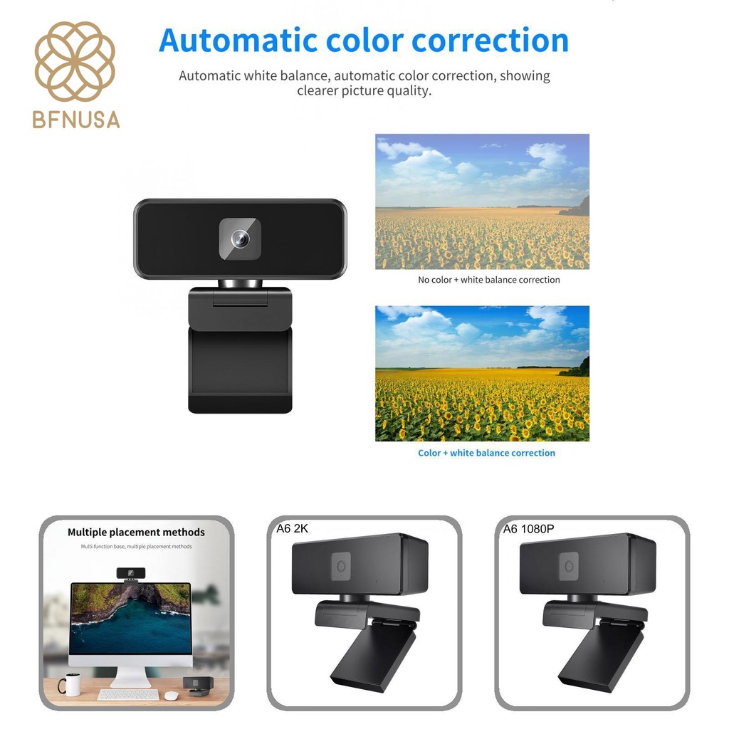 Webcam tích hợp mic 2K 1080P chuyên dụng cho máy tính