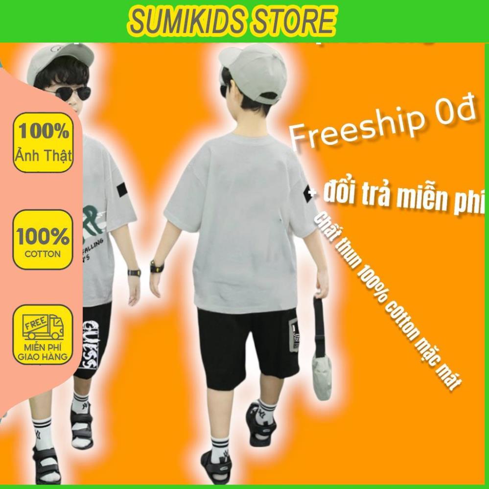 Quần áo bé trai 7 tuổi-15 tuổi size đại cồ cotton mặc nhà siêu sang chất mát xịn PHONG CÁCH HÀN QUỐC SUMIKIDS