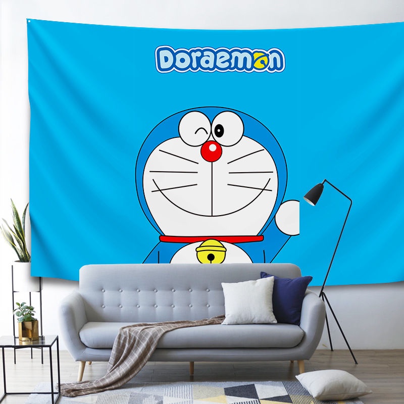 ▽♠❡Phim hoạt hình Doraemon nền vải thảm trang trí phòng ngủ trẻ em treo khách