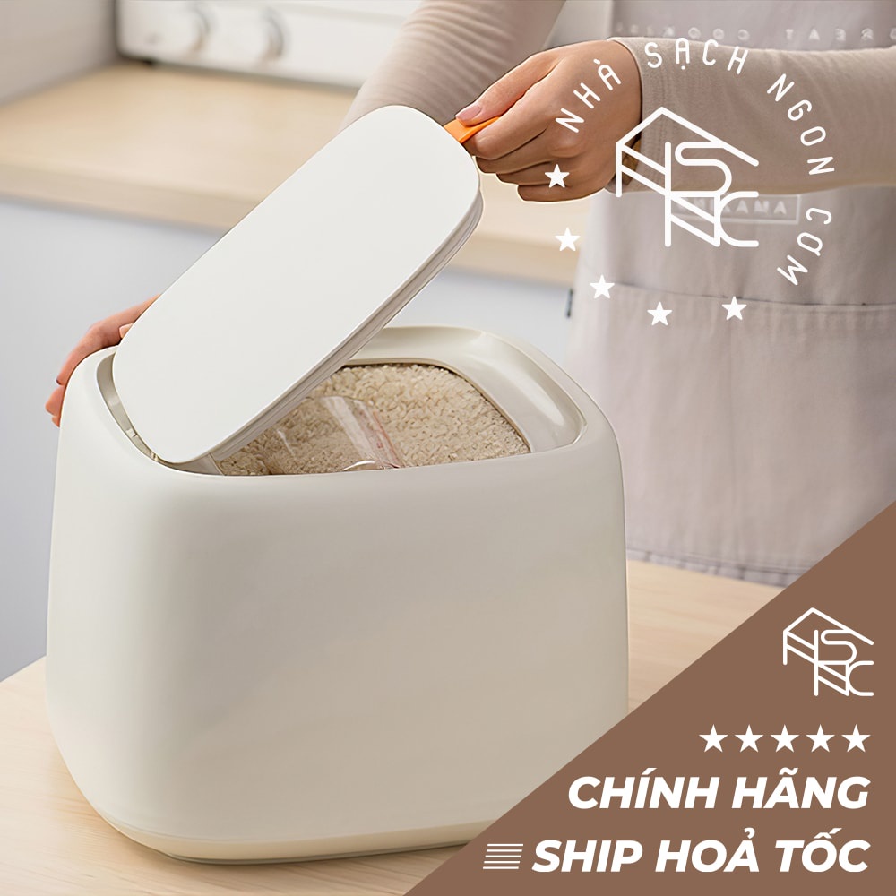 Thùng gạo 10kg hút chân không, phong cách Bắc Âu SY1967