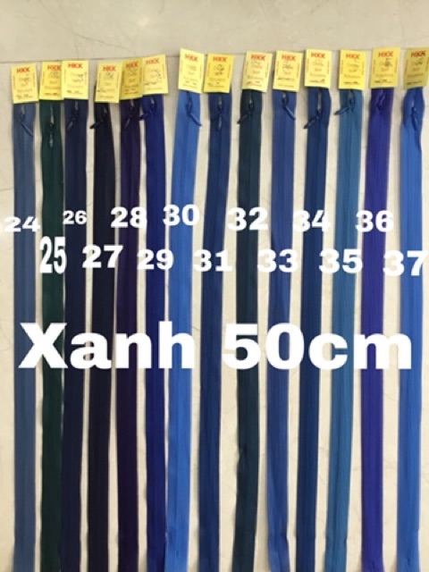 Dây khoá kéo giọt lệ 25cm 50cm 60cm - giá 1 túi