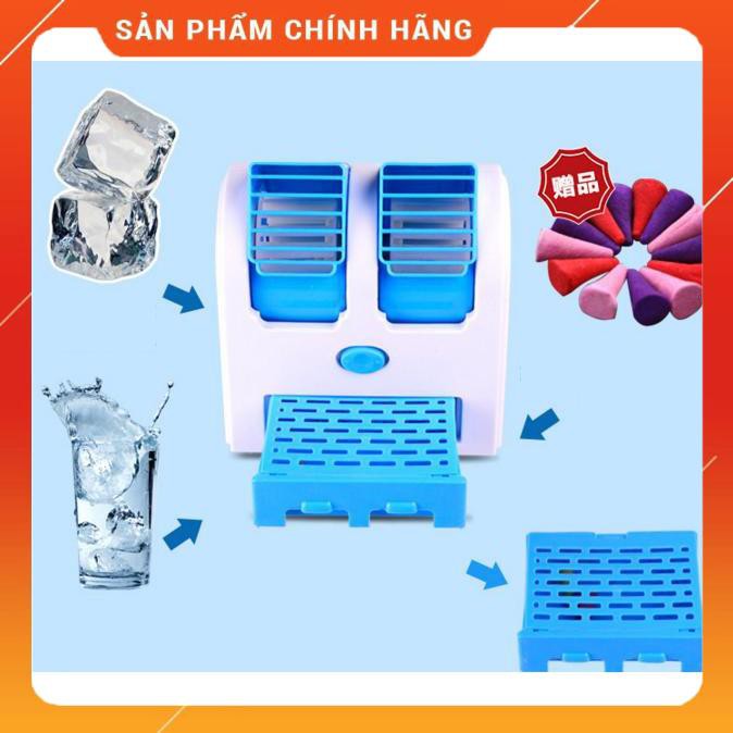 Quạt đá điều hòa mini 2 cửa gió chạy điện 5V hoặc 3 pin AA (Xanh dương) 1000000340