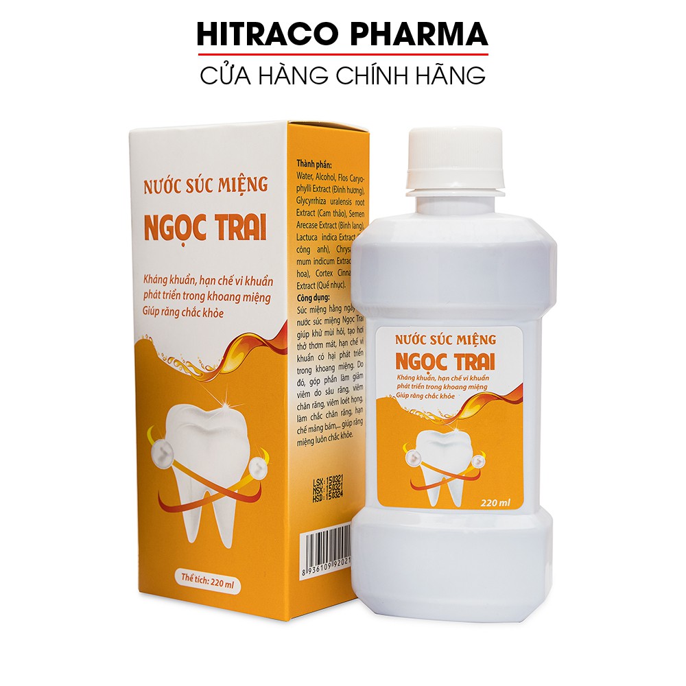 Nước súc miệng Ngọc Trai giảm mùi hôi, kháng khuẩn, chắc khỏe răng - Chai 220ml [Nước súc miệng Ngọc Trai]