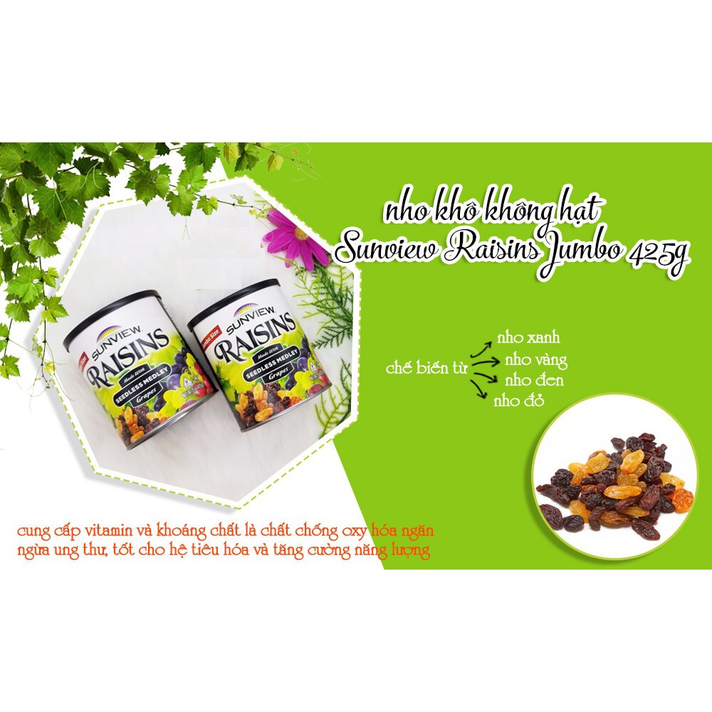 Nho Khô không hạt hỗn hợp Mỹ Raisin 425g