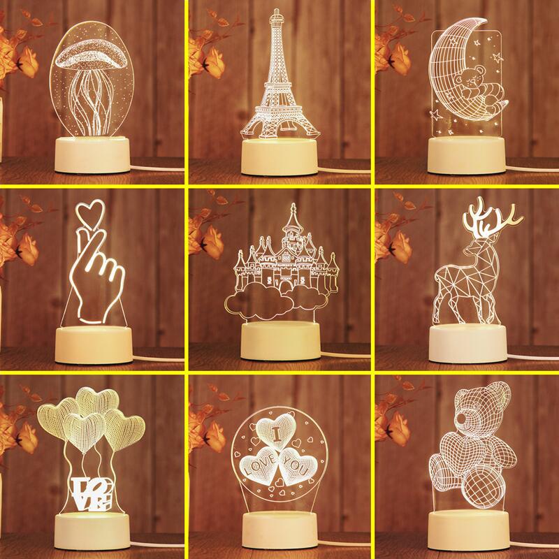 Đèn đêm LED 3d cắm chiếu sáng phòng ngủ trẻ em hình mặt trăng acrylic