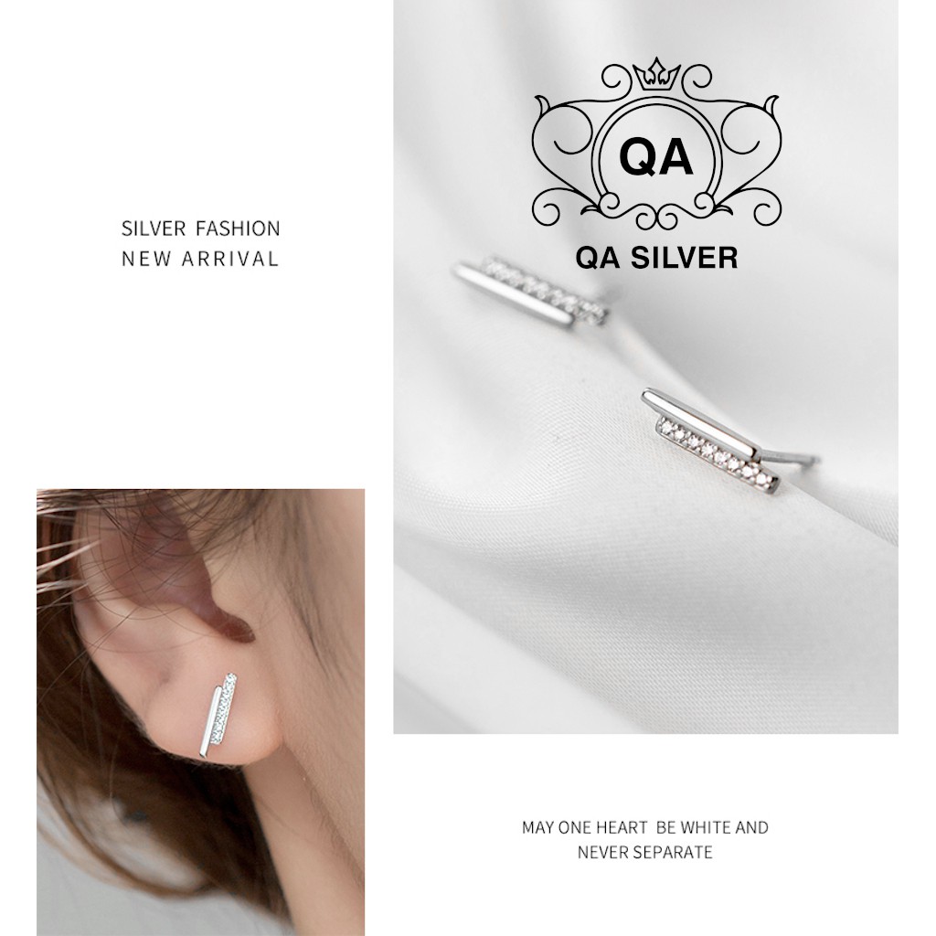 Bông tai bạc 925 chữ X ngôi sao 4 cánh khuyên nam nữ S925 STAR QA SILVER Earrings EA230406