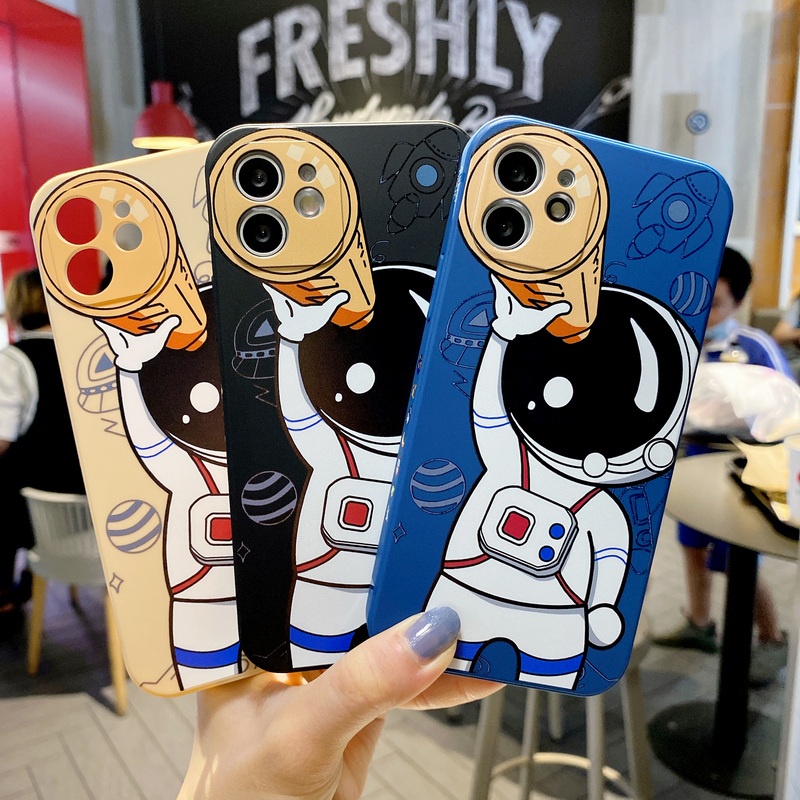Ốp Điện Thoại TPU Mềm Hình Phi Hành Gia Dễ Thương Cho iPhone 13 12 11 Pro Max XS XR X 7 8 Plus + SE 2020