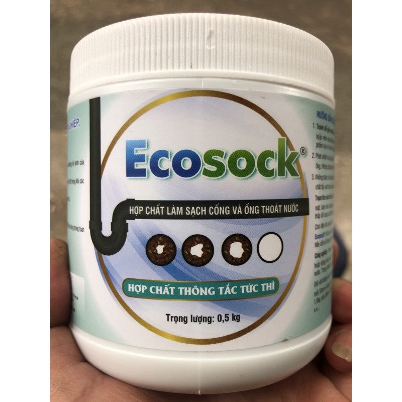 EcoSock Bột thông tắc tức thời, Xử lý tắc nghẽn đường ống nhanh chóng, phân hủy tóc, dầu mỡ bám.. hiệu quả cao!