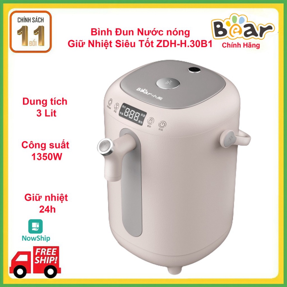 Bình đun nước nóng giữ nhiệt siêu tốt Bear KE-B30V1 Dung tích 3 Lít