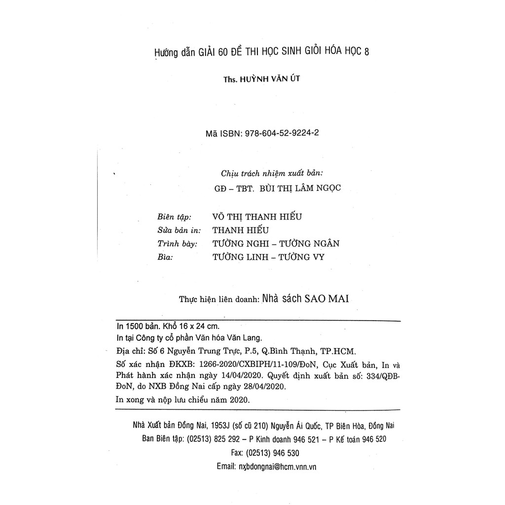 Sách - Hướng Dẫn Giải 60 Đề Thi Học Sinh Giỏi Hóa Học Lớp 8