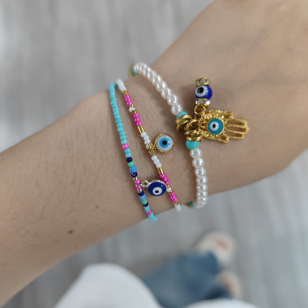 Vòng đeo tay RINHOO FRIENDSHIP chuỗi hạt ngọc trai nhân tạo bằng hợp kim thời trang Hàn Quốc cho nam và nữ