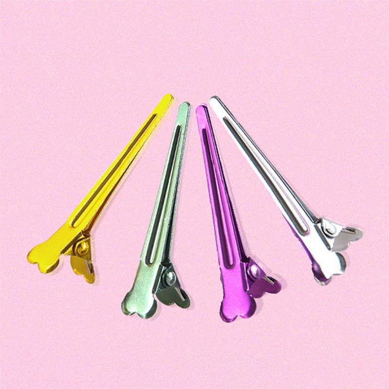 (Hàng Mới Về) Set 20 Kẹp Tóc Mỏ Vịt Bằng Kim Loại Nhiều Màu Chống Trượt Kèm Hộp Đựng Cho Salon