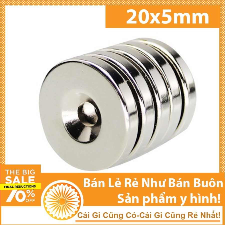 Nam ch&acirc;m tr&ograve;n 20x5 lỗ 5mm