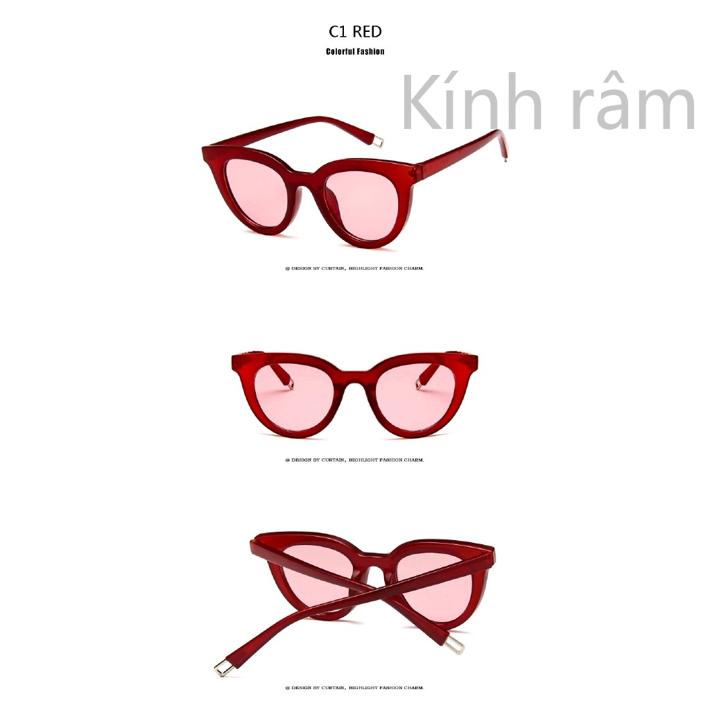 Kính mát mắt mèo nữ tráng gương phong cách retro