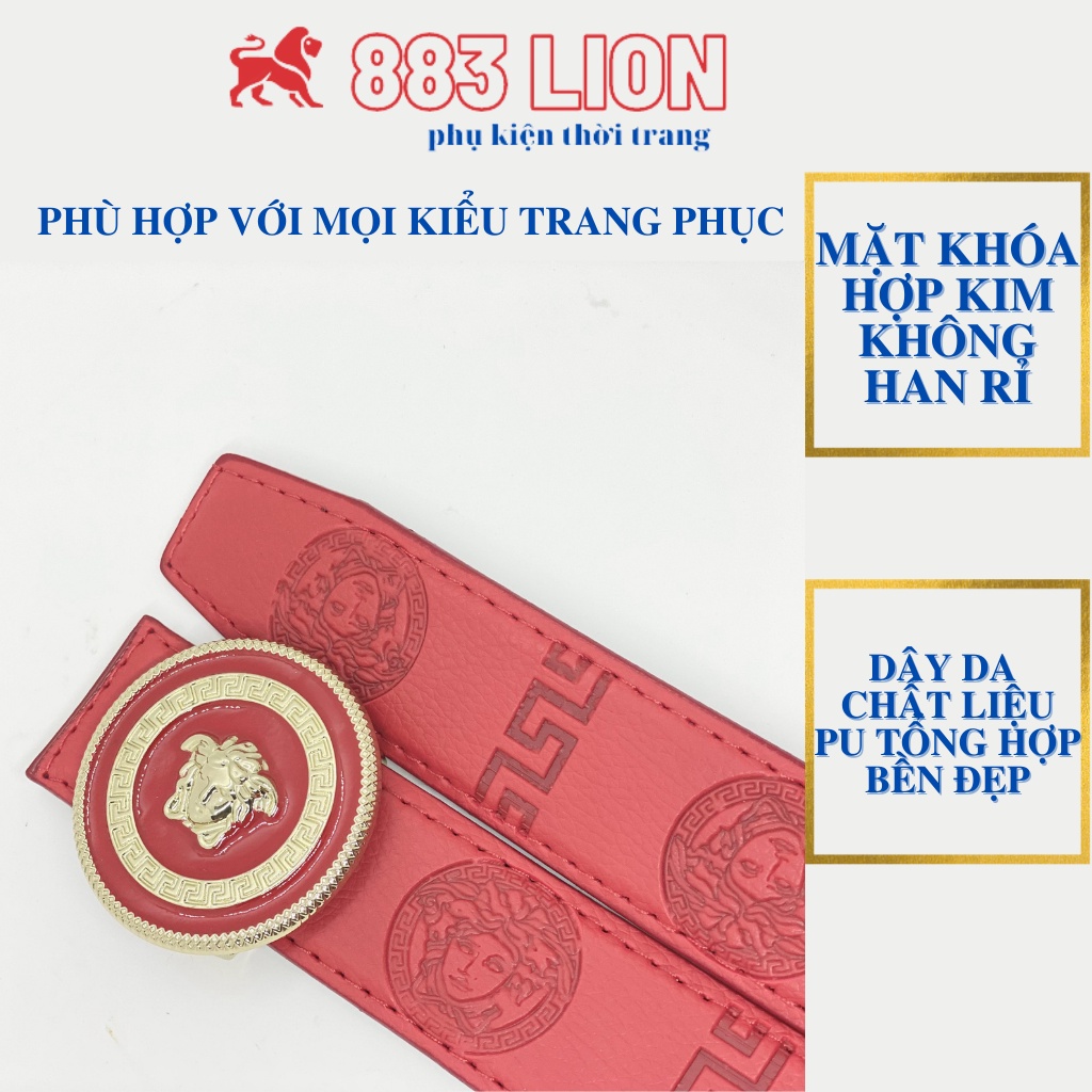 Thắt Lưng Nam Versace - Dây Nịt Nam Mặt VS Da Tổng Hợp PVC Màu Đỏ HOT TREND 2021