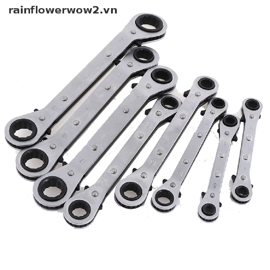 {flower} 6-21mm metric offset torque wrench set double ratchet wrench spanner tool （f）