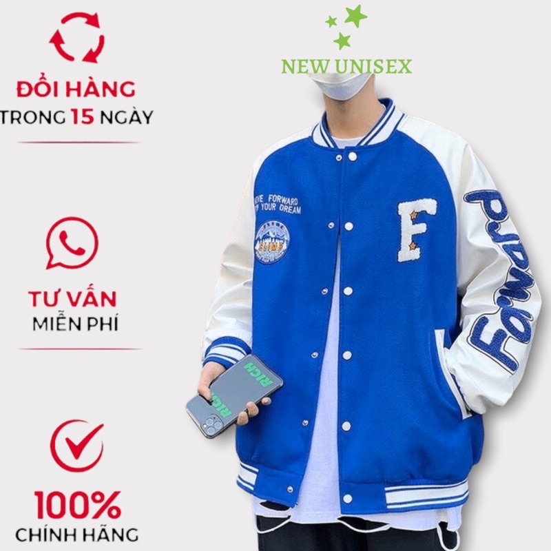 Áo Khoác Bomber Nam Chữ F Chất Nỉ Mềm Phối Hai Màu Có Chữ Tay, Kiểu Dáng Trẻ Trung Form Rộng Mặc Thoải Mái [NEW UNISEX]