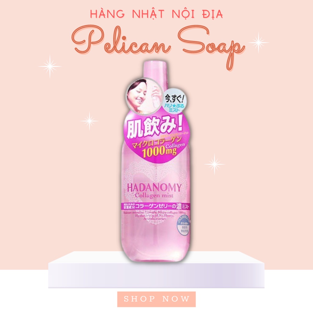 Xịt khoáng Hadanomy Collagen Mist Nhật Bản 250ml pelican