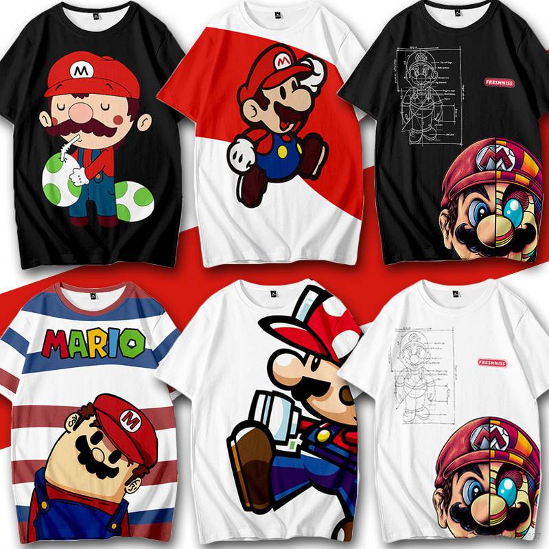 Áo Thun Tay Ngắn Dáng Rộng In Hình Anime Super Mario Bros Thời Trang Cho Nam Và Nữ