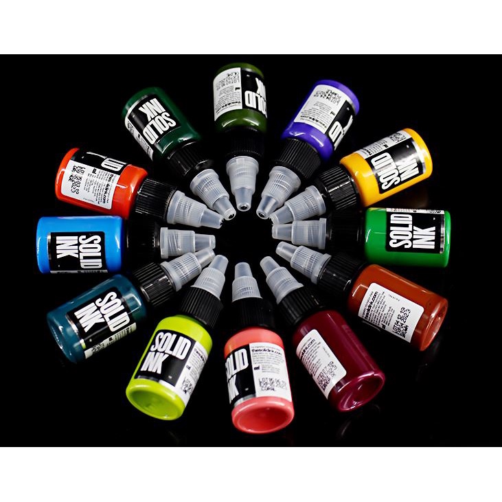Mực màu chính hãng solid 15ml ( mực xăm lên da thật ) mực phun xăm