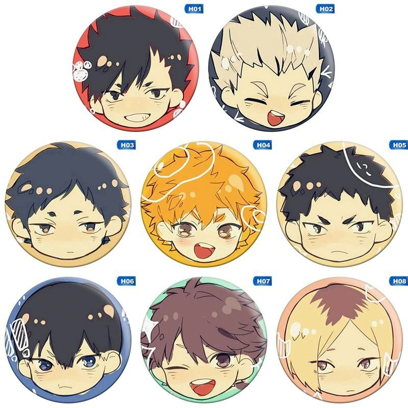 Huy hiệu cài áo in hình HAIKYUU VUA BÓNG CHUYỀN phụ kiện anime chibi xinh xắn