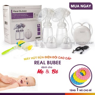 MÁY HÚT SỮA ĐIỆN ĐÔI REAL BUBEE CAO CẤP ( Bán Sỉ) ( Có chế độ massa kích sữa, Hút êm ái như em bé bú)