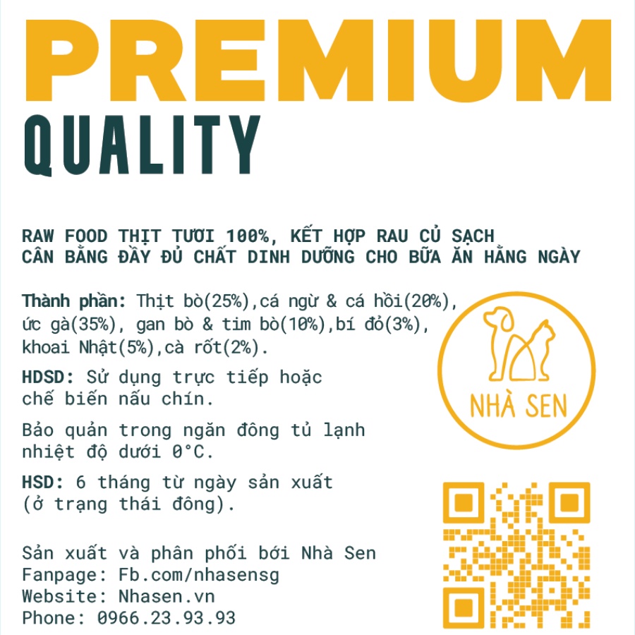 [GIAO HỎA TỐC] Thức Ăn Chó Mèo - RAW PREMIUM TỔNG HỢP - Raw Pet Food