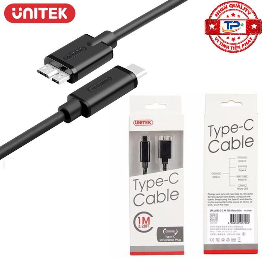 Cáp chuyển USB 3.1 USB Type-C sang Micro B Unitek Y-C475BK ( USB-C to USB-B)