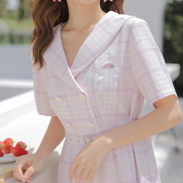 Đầm caro hồng đáng yêu cao cấp Dory's Closet