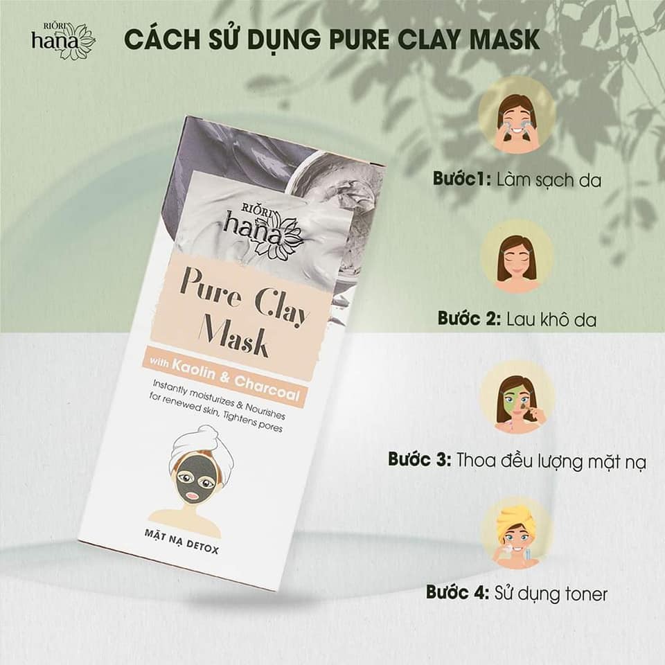 Mặt Nạ Đất Sét Detox Thải Độc Da RIORI Pure Clay Mask Thải độc cho da, hút dầu thừa, ngăn ngừa mụn.