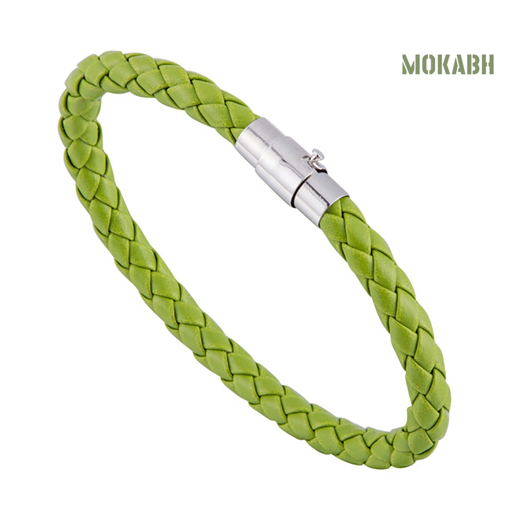 Vòng Tay Bện Dây Da Bện Phối Khóa Thời Trang Cho Nữ