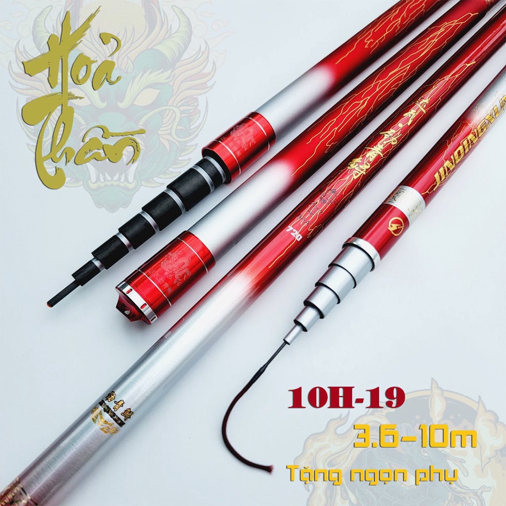 Cần câu đài Hoả Thần 10H phân bổ lực 19 chất liệu carbon phôi dày