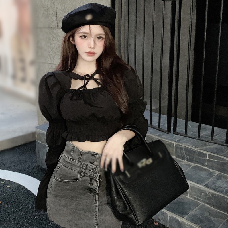 Áo sơ mi tay dài ống loe màu sắc thời trang cho nữ