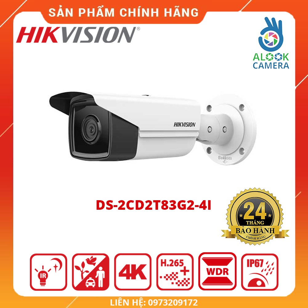 HÀNG CHÍNH HÃNG_Camera IP HIKVISION thân trụ hồng ngoại 8MP DS-2CD2T83G2-4I-HIKVISION-BẢO HÀNH 24 TH