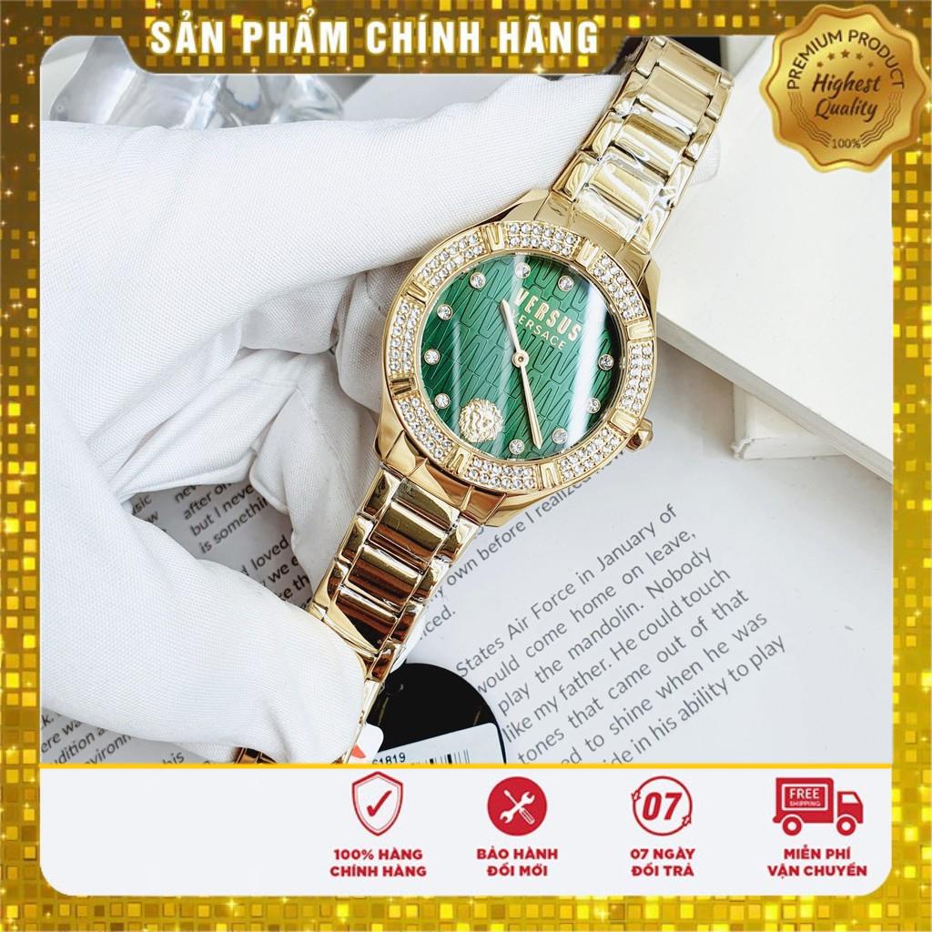 Đồng hồ nữ Veersus Canton Road mặt màu xanh lá dây mạ vàng