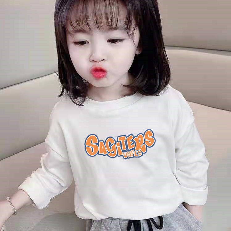 Mới Áo Thun Cotton Tay Dài Màu Trắng Trơn Thời Trang 2022 Cho Bé Gái