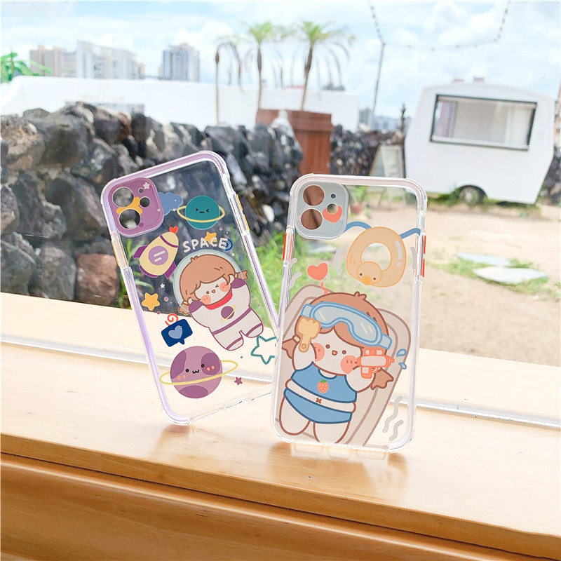 Ốp lưng iphone Roro Cute viền màu chống trượt 5/5s/6/6plus/6s/6splus/7/7plus/8/8plus/x/xr/xs/11/12/pro/max/plus/promax