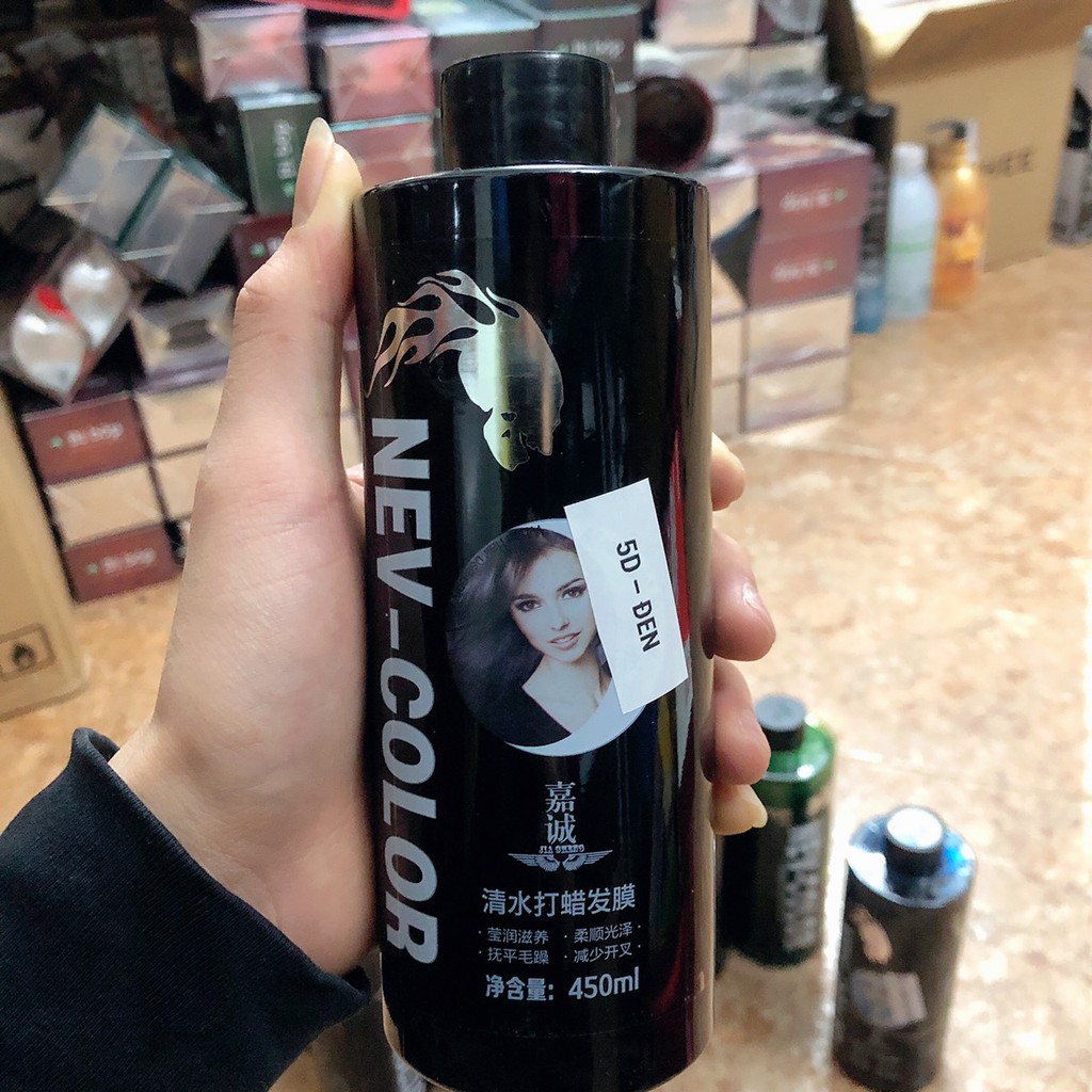 Thuốc nhuộm tóc màu đen bằng màu phủ bóng 5D Hàn Quốc Chai 450ml