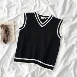 Áo gile len cổ chữ V