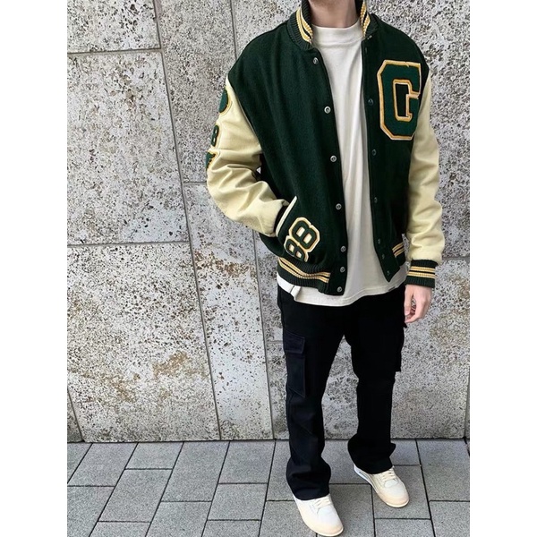 [ Có Video Thật Chất Áo ] Áo Khoác Bomber Jacket Varsity Họa Tiết Thêu - Áo Bomber Nam Nữ Hót Trend