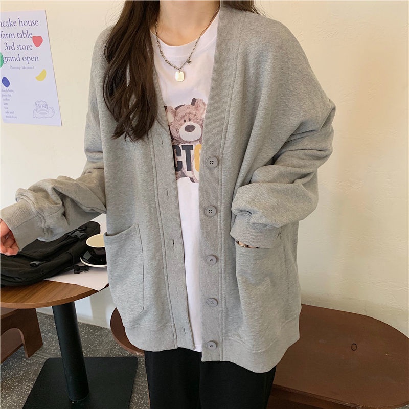 Áo Khoác Cardigan Dáng Rộng Phong Cách Hàn Quốc