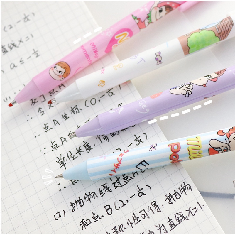 1 Cây Bút Mực Bấm Ngòi 0.5mm Mực Đen Họa Tiết Hoạt Hình Dễ Thương Phong Cách Nhật Hàn