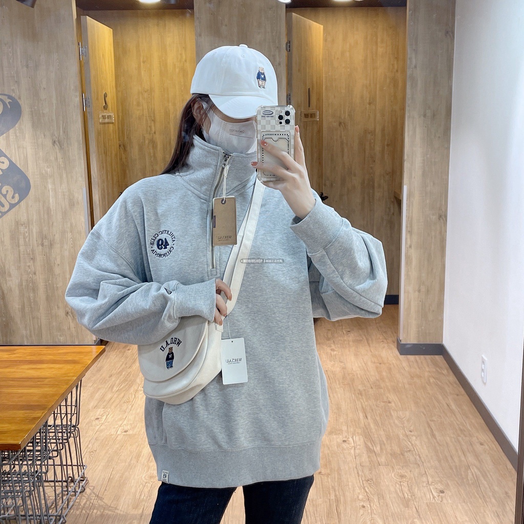 Hàng Có Sẵn❤️Túi Đeo Chéo Vải Canvas Mini Thêu Hình Nửa Mặt Gấu Phong Cách Hàn Quốc Mới 2022🇰🇷