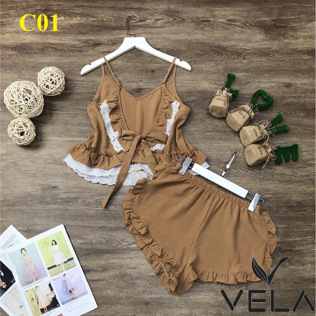 Bộ đồ 2 dây nơ lưng ren | BigBuy360 - bigbuy360.vn