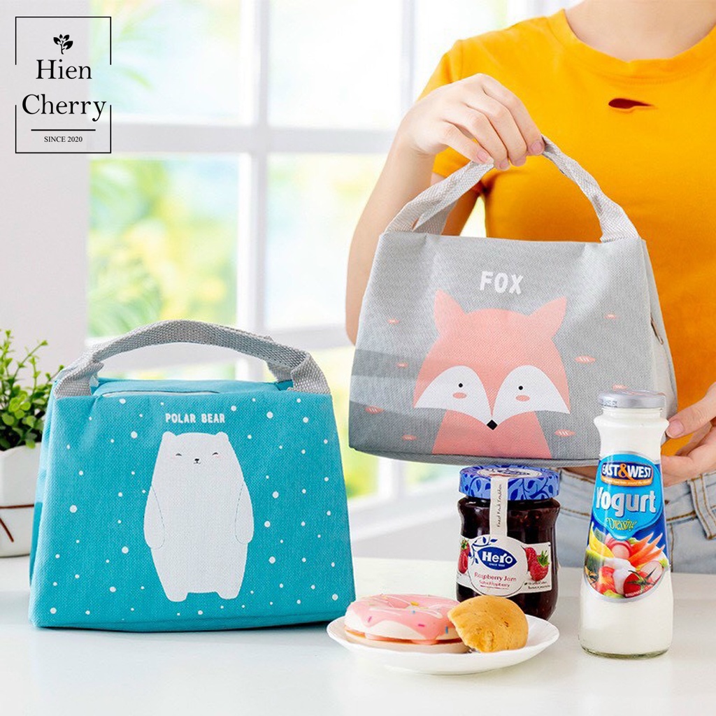 Túi giữ nhiệt, túi đựng hộp cơm, đồ ăn chống thấm nước nhiều màu sắc, họa tiết