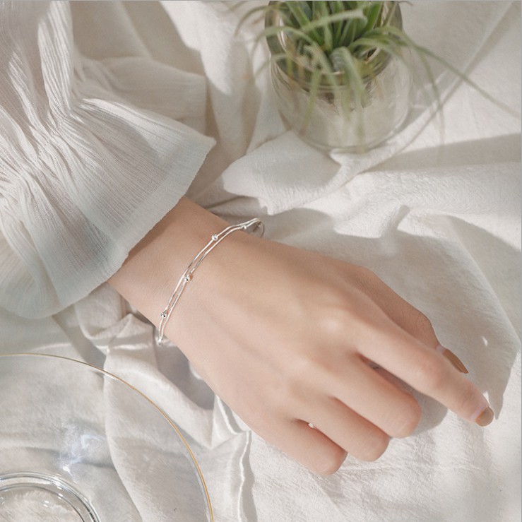 Lắc tay hạt bi nhỏ cho nữ thiết kế thanh mảnh đơn giản L1593 - Bảo Ngọc Jewelry
