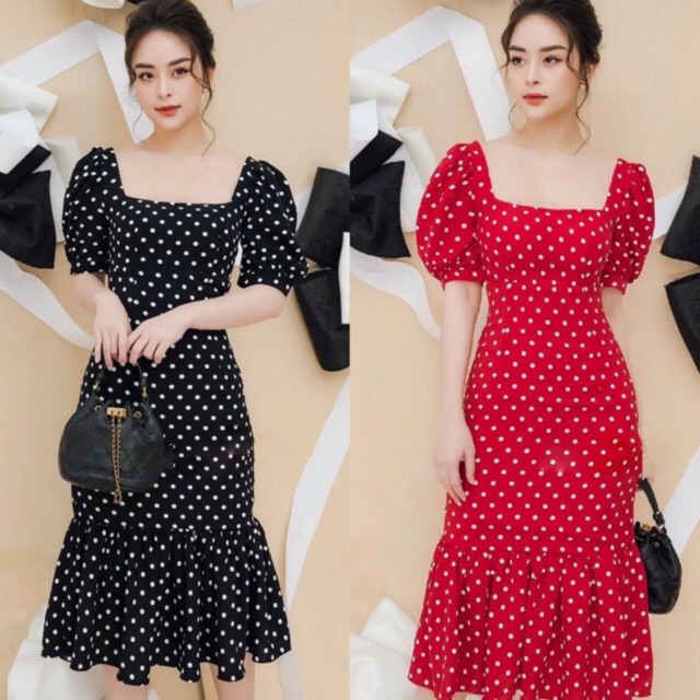 Váy chấm bi cổ điển sang trọng 2339 (kèm hình thật - CÓ BIG SIZE)