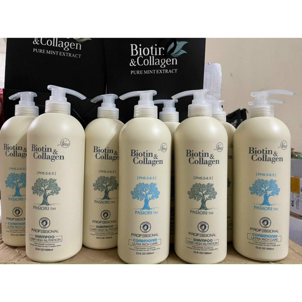 [Chính Hãng] Biotin Collagen - Cặp Dầu Gội + Xả Chống Rụng Kích Thích Mọc Tóc Siêu Mềm Mượt Biotin &amp; Collagen 1000ml