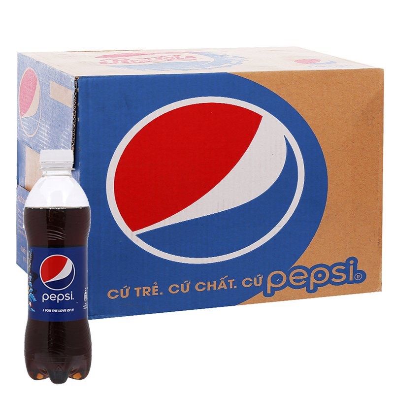 Now Ship - Thùng 24 chai nước ngọt có gas Pepsi chai 390 ml